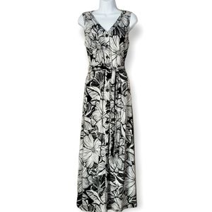 NWOT Talbots black & white floral maxi button down shirt dress Womens Me…